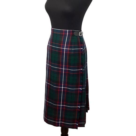 Vintage 70s Wool Tartan Plaid Street Kilt Pleated Adjustable Waist Scotland - Picture 1 of 11